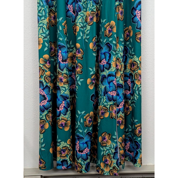 Eloquii sz 20 Faux Wrap Maxi length Dress green floral print slinky ls 1554 - Picture 3 of 6